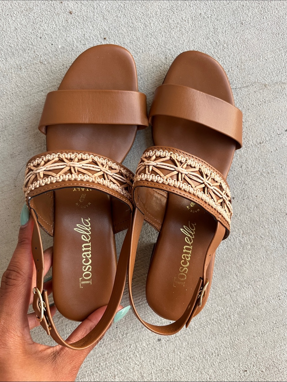 Italian Tan Braided Slingback Sandals